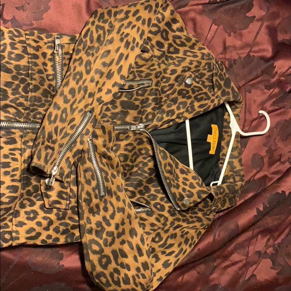Animal print moto jacket